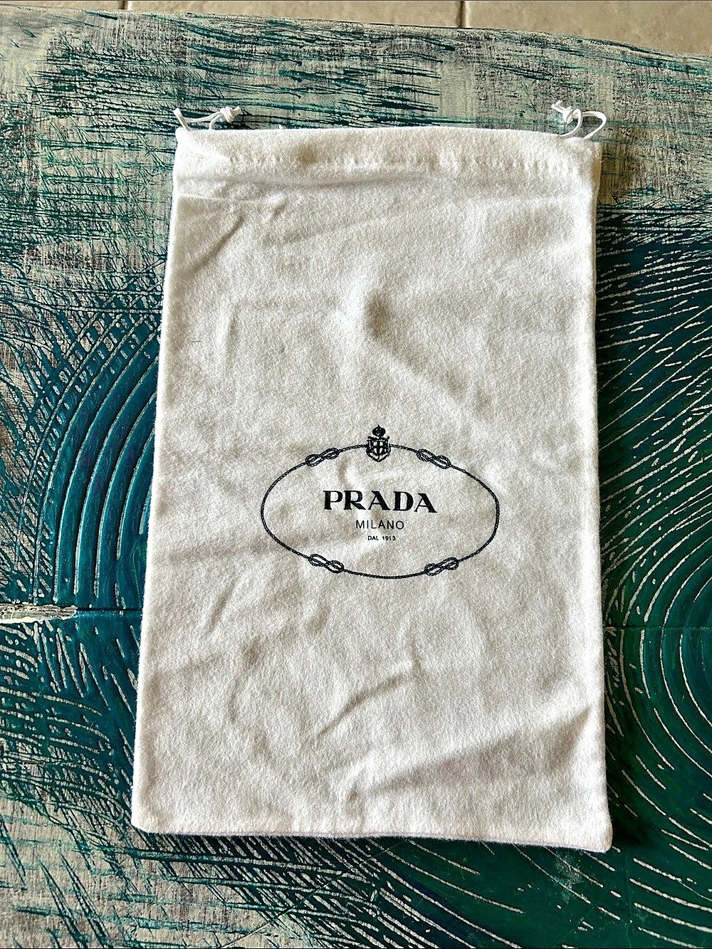 Prada Milano Cotton Drawstring Dust Bag White